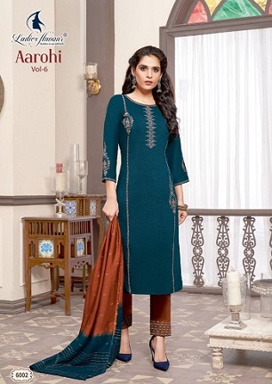 Ladies Flavour Aarohi Vol 6 Kurtis Bottom And Dupatta wholesale catalog, Buy Full catalog of Ladies Flavour Aarohi Vol 6 Kurtis Bottom And Dupatta At wholesale Price