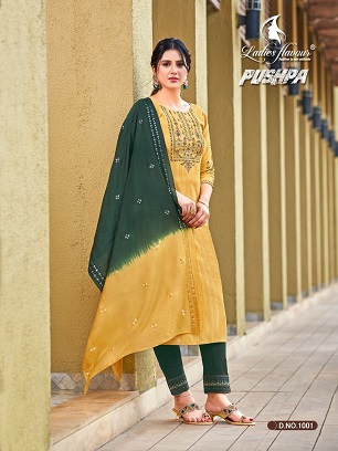 Ladies Flavour Pushpa Top Bottom Dupatta Wholesale Catalog, Buy Full Catalog of Ladies Flavour Pushpa Top Bottom Dupatta At Wholesale Price