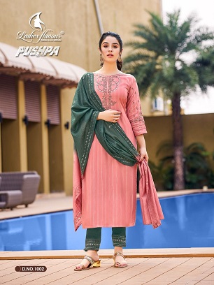 Ladies Flavour Pushpa Top Bottom Dupatta Wholesale Catalog, Buy Full Catalog of Ladies Flavour Pushpa Top Bottom Dupatta At Wholesale Price