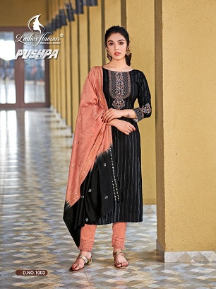 Ladies Flavour Pushpa Top Bottom Dupatta Wholesale Catalog, Buy Full Catalog of Ladies Flavour Pushpa Top Bottom Dupatta At Wholesale Price