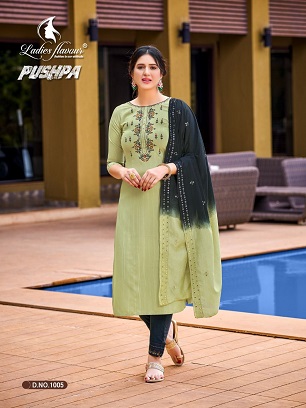 Ladies Flavour Pushpa Top Bottom Dupatta Wholesale Catalog, Buy Full Catalog of Ladies Flavour Pushpa Top Bottom Dupatta At Wholesale Price