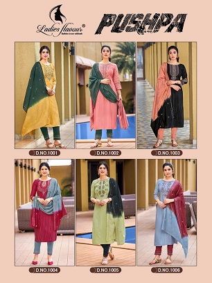 Ladies Flavour Pushpa Top Bottom Dupatta Wholesale Catalog, Buy Full Catalog of Ladies Flavour Pushpa Top Bottom Dupatta At Wholesale Price