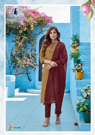 Ladies Flavour Saffron Kurtis Bottom And Dupatta wholesale catalog, Buy Full catalog Of Ladies Flavour Saffron Kurtis Bottom And Dupatta At wholesale Price