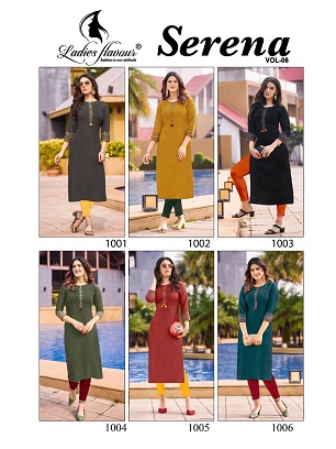 Ladies Flavour Serena 6 Kurtis Wholesale Collection