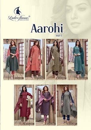 Ladies flavour Aarohi Vol 5 Top Bottom And Dupatta Wholesale Catalog, Buy Full Catalog of Ladies flavour Aarohi Vol 5 Top Bottom And Dupatta At Wholesale Price