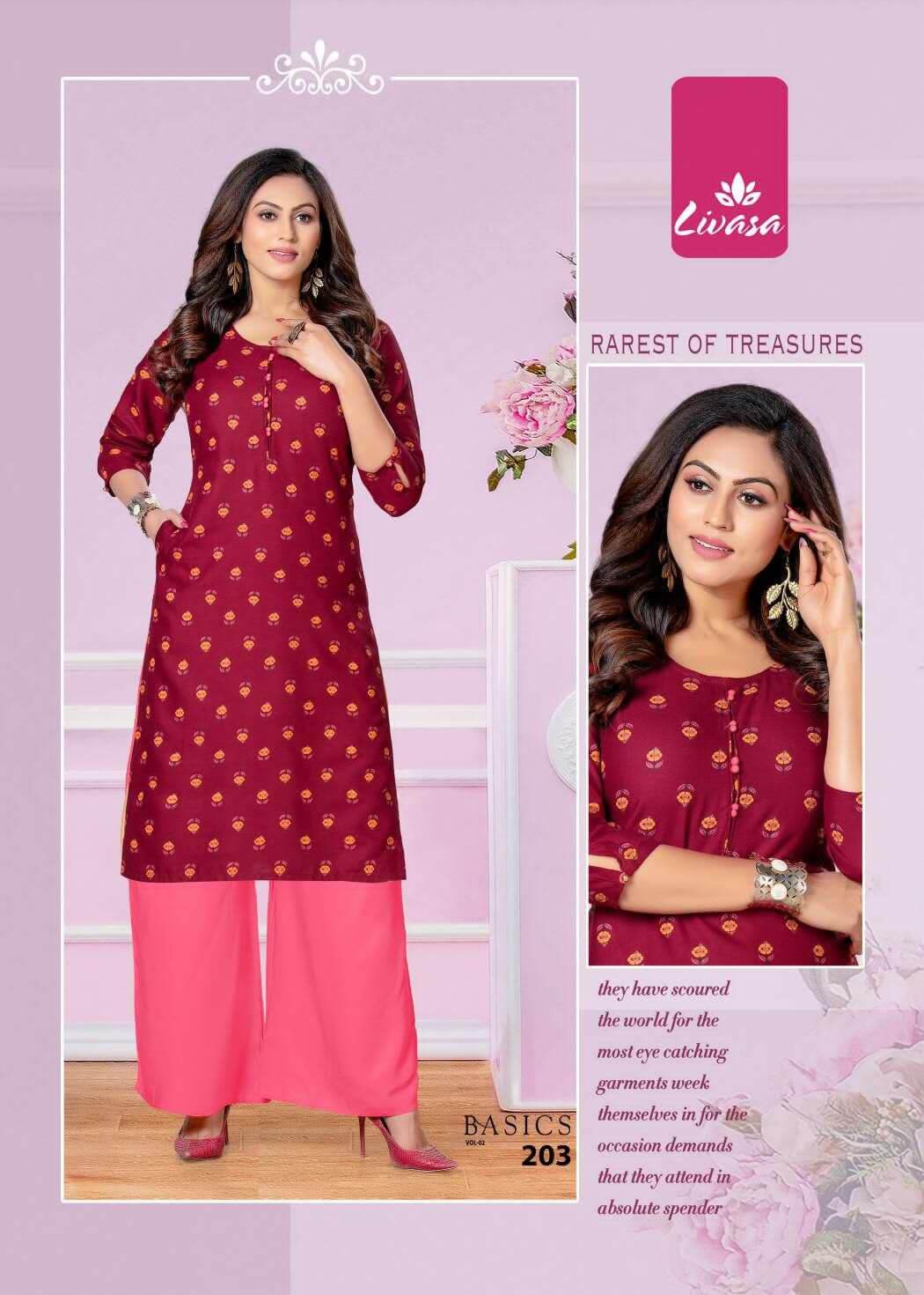 Livasa Basics Vol 2 Rayon Kurti Catalog In Wholesale Price. Purchase Full Catalog of Livasa Basics Vol 2 In Wholesale Price Online