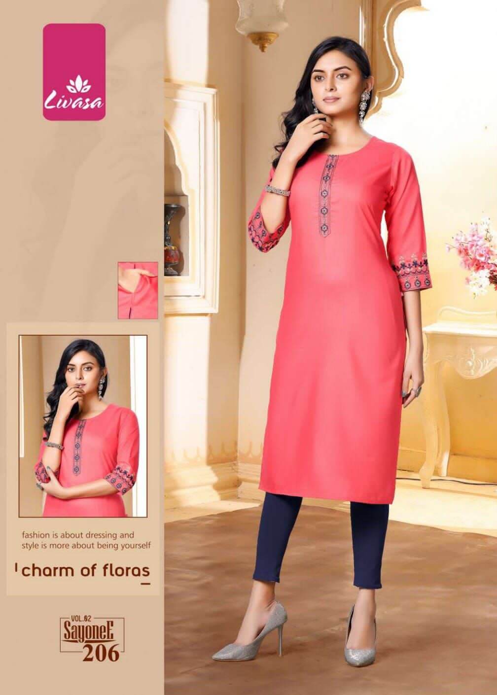 Livasa Sayonee Vol 2 Straight Cut Kurti Wholesale Price. Purchase Full Catalog of Straight Cut Kurti In Wholesale Price Online