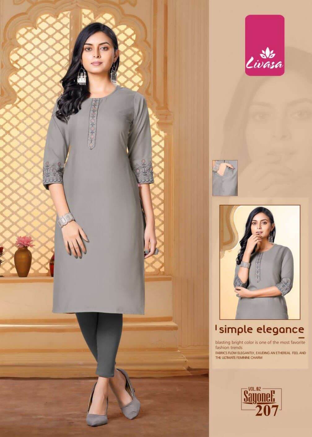 Livasa Sayonee Vol 2 Straight Cut Kurti Wholesale Price. Purchase Full Catalog of Straight Cut Kurti In Wholesale Price Online