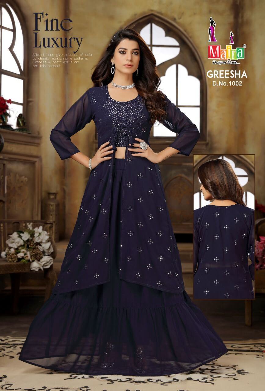 Maira Greesha Vol 1 Georgette Party wear Dress Wholesale Catalog, Buy Full Catalog of Maira Greesha Vol 1 Georgette Party Wear Dress At Wholesale Price