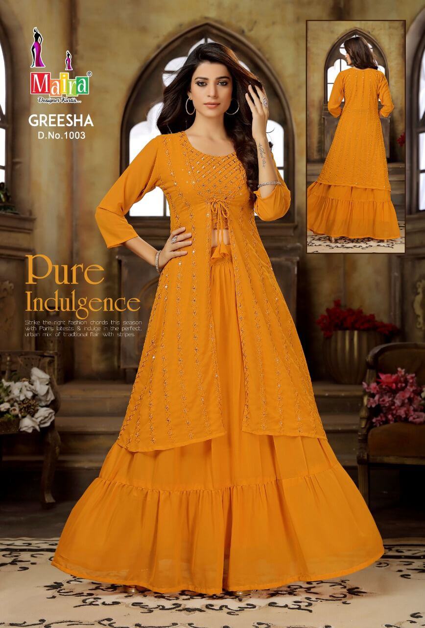 Maira Greesha Vol 1 Georgette Party wear Dress Wholesale Catalog, Buy Full Catalog of Maira Greesha Vol 1 Georgette Party Wear Dress At Wholesale Price