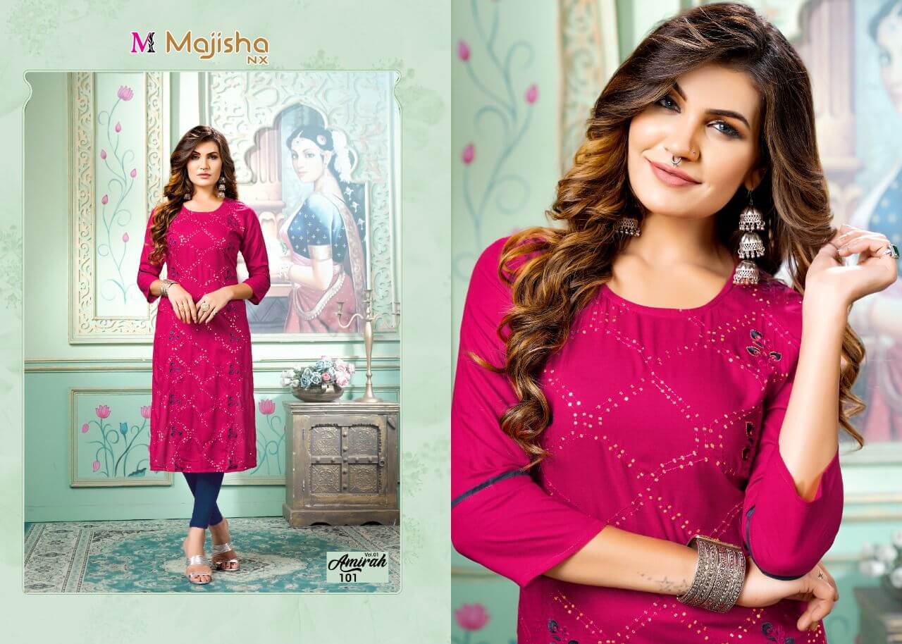 Majisha Nx Amirah Vol 1 Rayon Kurtis Wholesale Catalog. Purchase Full Catalog of Rayon kurtis In Wholesale Price Online