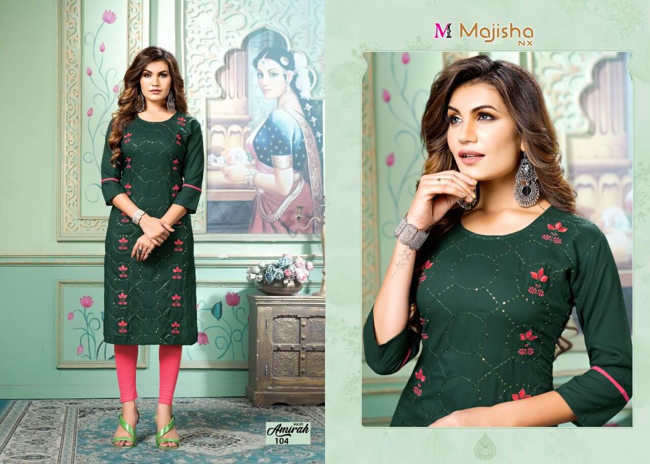 Majisha Nx Amirah Vol 1 Rayon Kurtis Wholesale Catalog. Purchase Full Catalog of Rayon kurtis In Wholesale Price Online