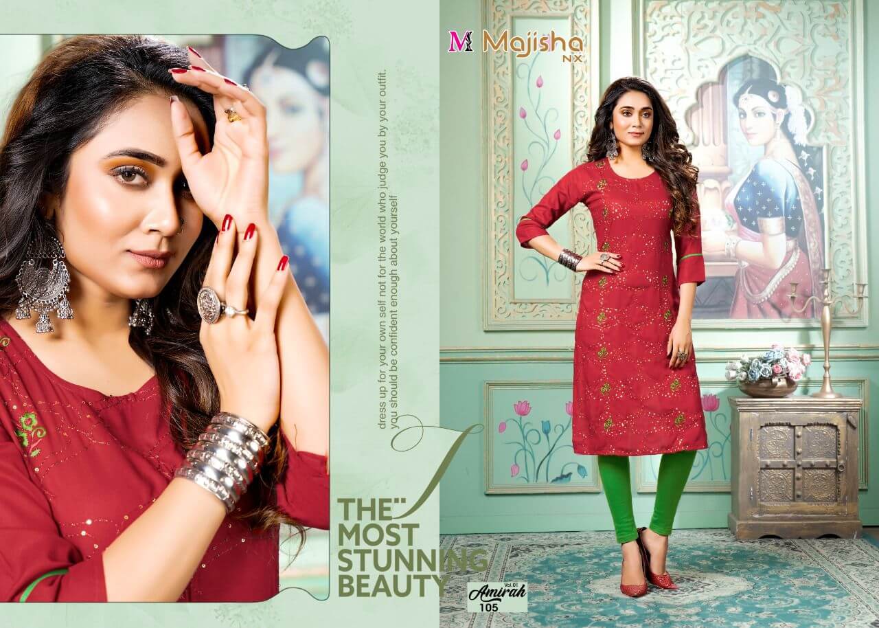 Majisha Nx Amirah Vol 1 Rayon Kurtis Wholesale Catalog. Purchase Full Catalog of Rayon kurtis In Wholesale Price Online