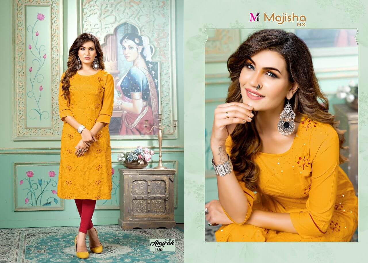 Majisha Nx Amirah Vol 1 Rayon Kurtis Wholesale Catalog. Purchase Full Catalog of Rayon kurtis In Wholesale Price Online