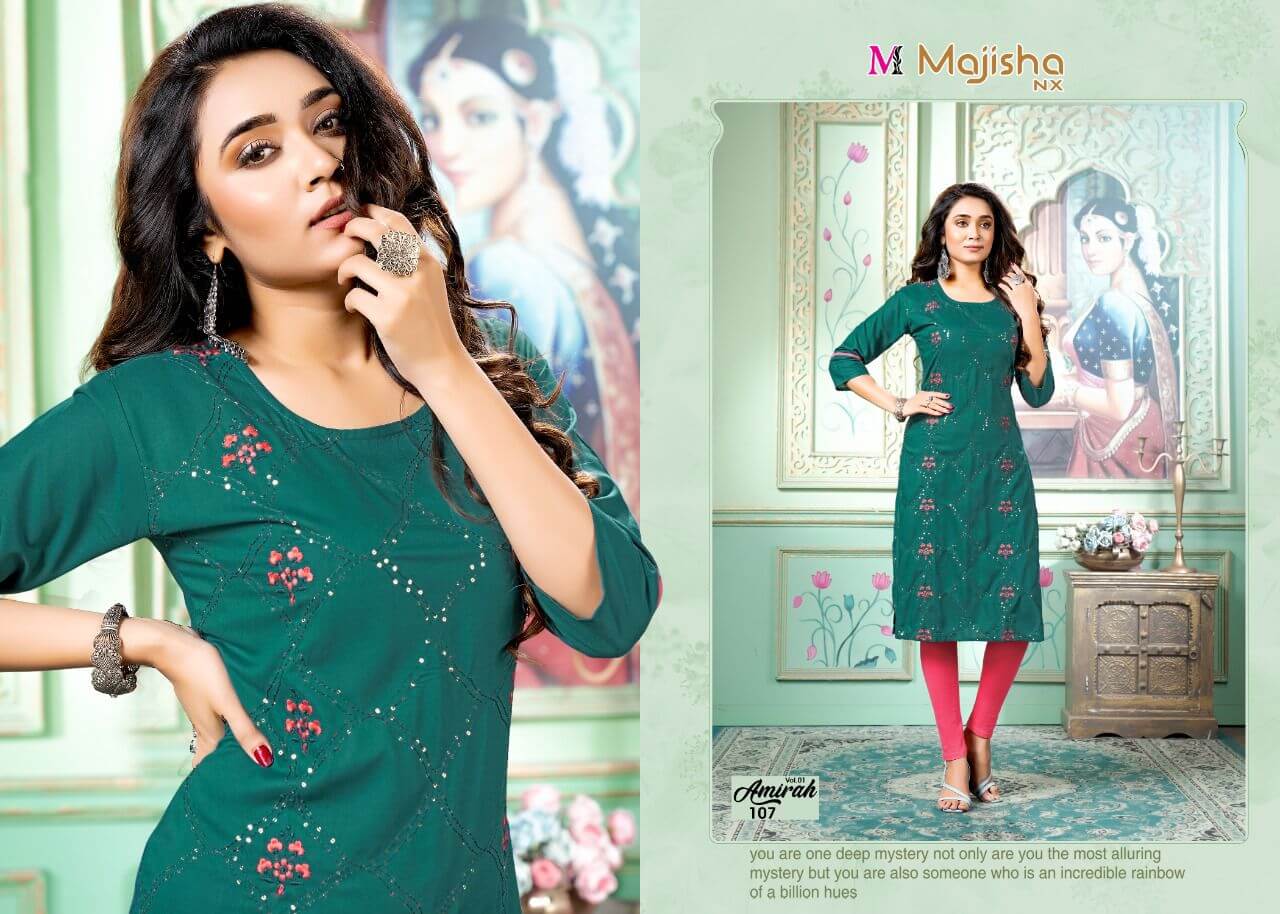 Majisha Nx Amirah Vol 1 Rayon Kurtis Wholesale Catalog. Purchase Full Catalog of Rayon kurtis In Wholesale Price Online