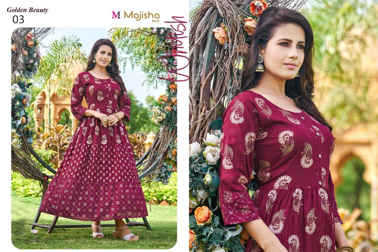 Majisha Nx Golden Beauty Rayon Gown Wholesale Catalog. Purchase Full Catalog of Rayon Gown In Wholesale Price Online