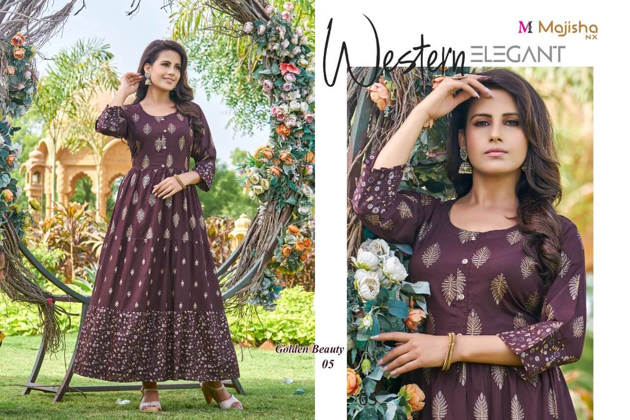 Majisha Nx Golden Beauty Rayon Gown Wholesale Catalog. Purchase Full Catalog of Rayon Gown In Wholesale Price Online