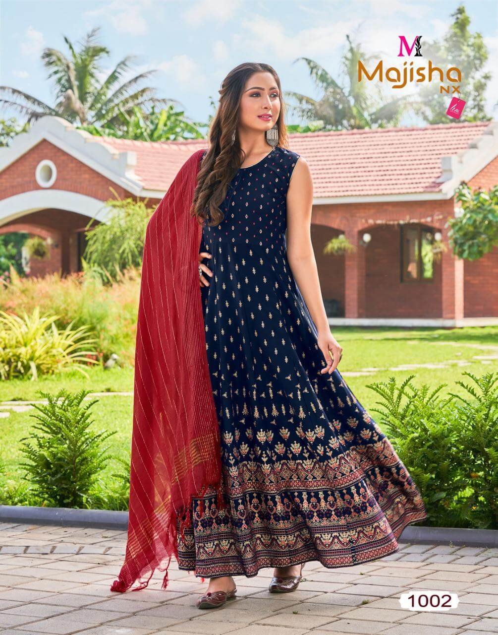 Majisha Nx Pankh Vol 2 Gown With Dupatta Wholesale Catalog. Purchase Full Catalog of Gown With Dupatta In Wholesale Price Online