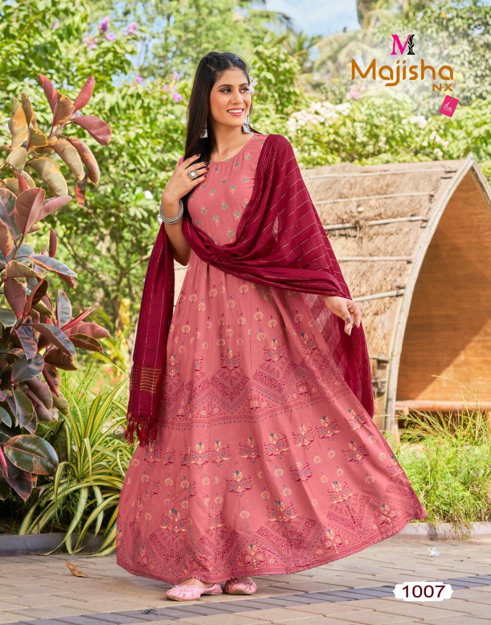 Majisha Nx Pankh Vol 2 Gown With Dupatta Wholesale Catalog. Purchase Full Catalog of Gown With Dupatta In Wholesale Price Online