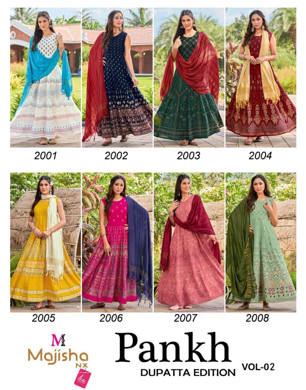 Majisha Nx Pankh Vol 2 Gown With Dupatta Wholesale Catalog. Purchase Full Catalog of Gown With Dupatta In Wholesale Price Online