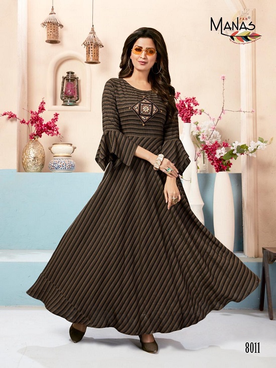 Manas Classic Vol 2 Gown Style Kurtis Wholesale Catalogue. Purchase Manas Classic Vol 2 New Design Latest Fashion Long Gown Kurtis in Bulk. Order Manas Classic vol 2 with 8 Design Long Gown Styke Kurtis Bunch in Lowest & Cheapest Wholesale Price Online. Manas Classic is latest Fashion Women long gown for party wear look for the seasons. Best Wholesale Rate For Ladies Wear Retailer and Shop Keepers. 