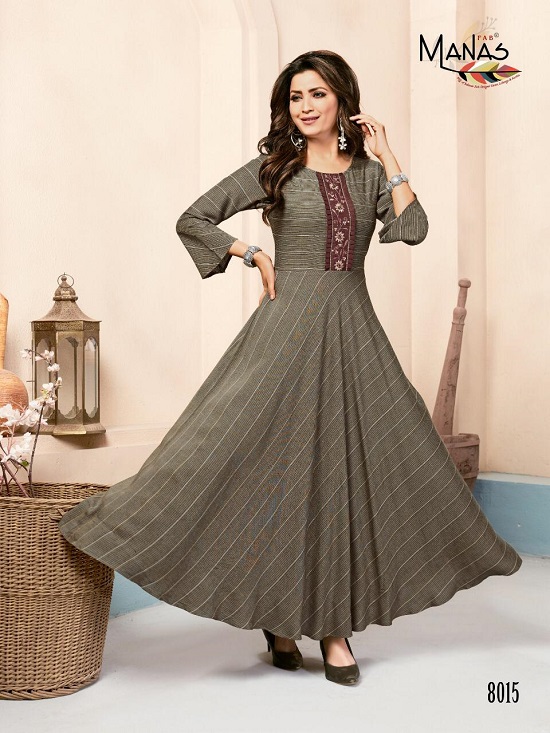 Manas Classic Vol 2 Gown Style Kurtis Wholesale Catalogue. Purchase Manas Classic Vol 2 New Design Latest Fashion Long Gown Kurtis in Bulk. Order Manas Classic vol 2 with 8 Design Long Gown Styke Kurtis Bunch in Lowest & Cheapest Wholesale Price Online. Manas Classic is latest Fashion Women long gown for party wear look for the seasons. Best Wholesale Rate For Ladies Wear Retailer and Shop Keepers. 