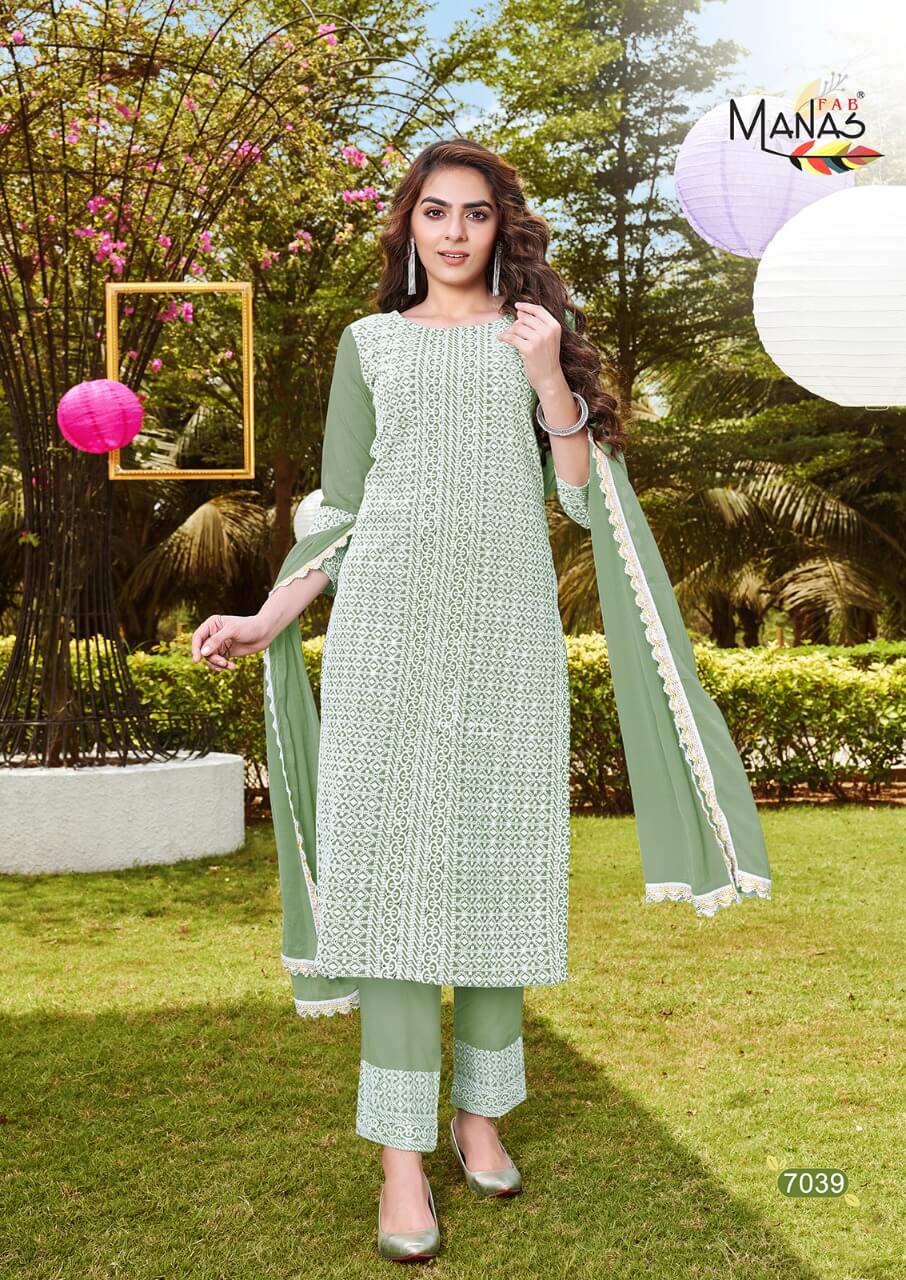 Manas Fab Schiffli Vol 7 Kurti Bottom Dupatta Set Catalog Wholesale Price. Purchase Full Catalog Of manas fab Schiffli Vol 7 In Wholesale Price Online