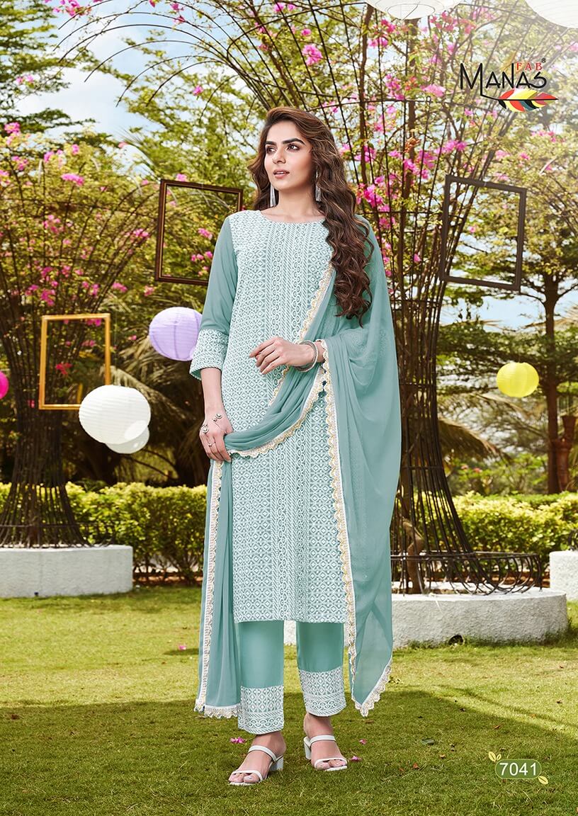 Manas Fab Schiffli Vol 7 Kurti Bottom Dupatta Set Catalog Wholesale Price. Purchase Full Catalog Of manas fab Schiffli Vol 7 In Wholesale Price Online