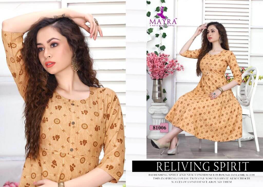 Mayra Dhriti Anarkali Style Kurti Catalog In Wholesale Price. Purchase Full Catalog of Mayra Dhriti In Wholesale Price Online