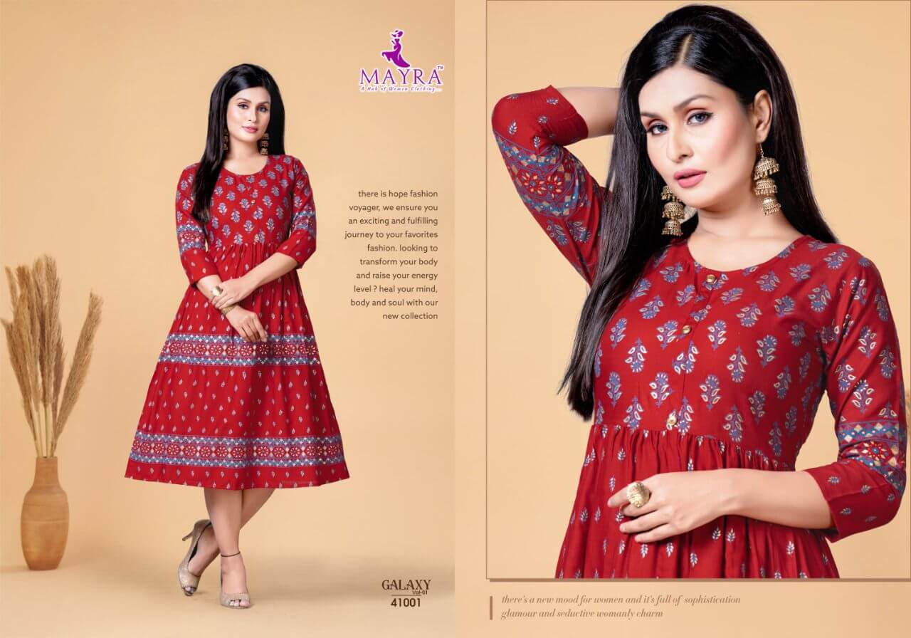 Mayra Galaxy Vol 1 A line Kurti Catalog In Wholesale Price. Purchase Full Catalog of Mayra Galaxy Vol 1 In Wholesale price online