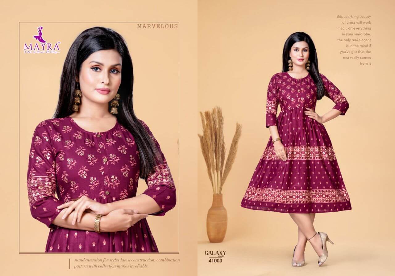 Mayra Galaxy Vol 1 A line Kurti Catalog In Wholesale Price. Purchase Full Catalog of Mayra Galaxy Vol 1 In Wholesale price online