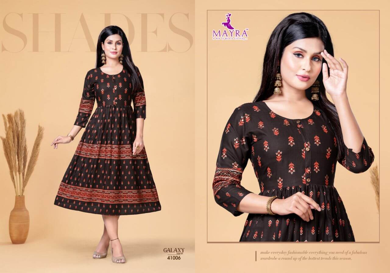 Mayra Galaxy Vol 1 A line Kurti Catalog In Wholesale Price. Purchase Full Catalog of Mayra Galaxy Vol 1 In Wholesale price online