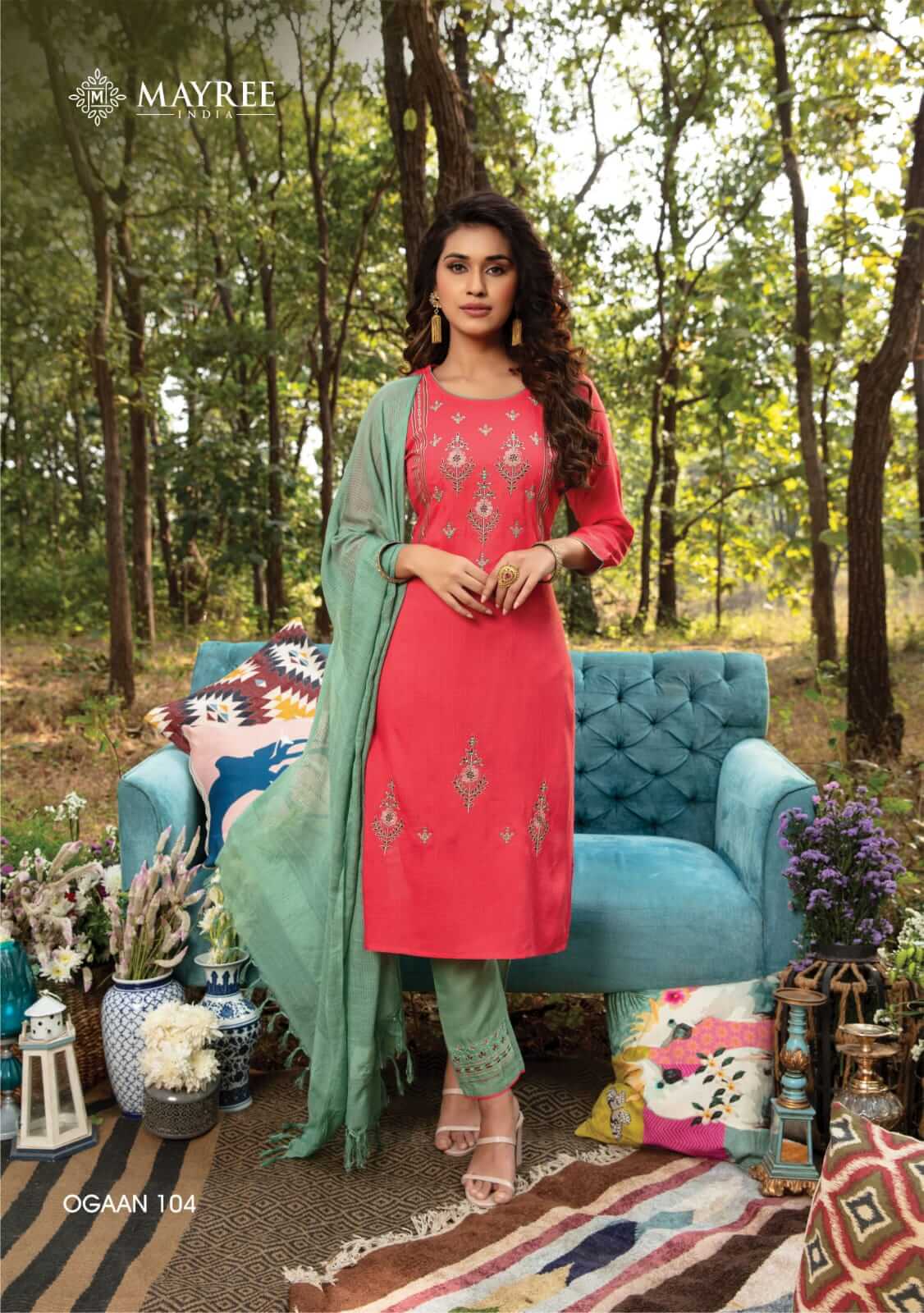 Mayree Ogaan Kurti Pant Dupatta Set Wholesale Catalog. Purchase Full Catalog of Kurti Pant Dupatta Set In Wholesale Price Online