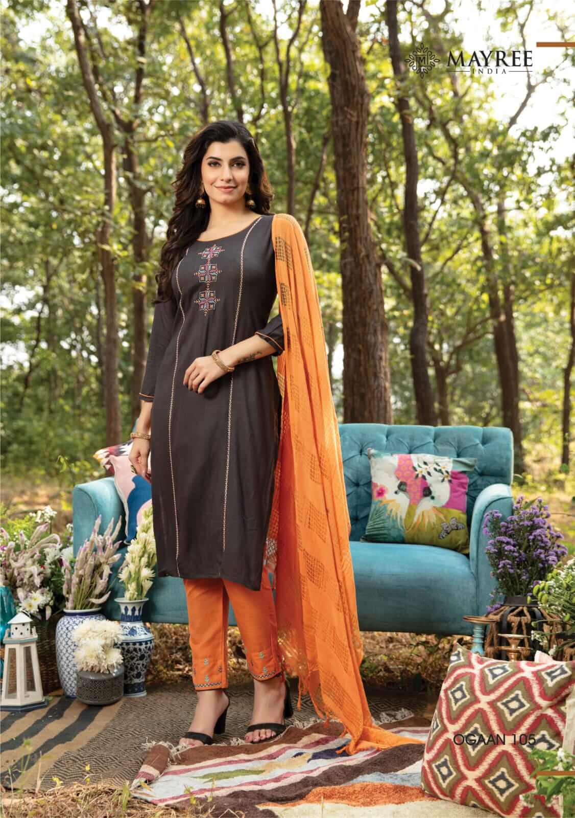 Mayree Ogaan Kurti Pant Dupatta Set Wholesale Catalog. Purchase Full Catalog of Kurti Pant Dupatta Set In Wholesale Price Online