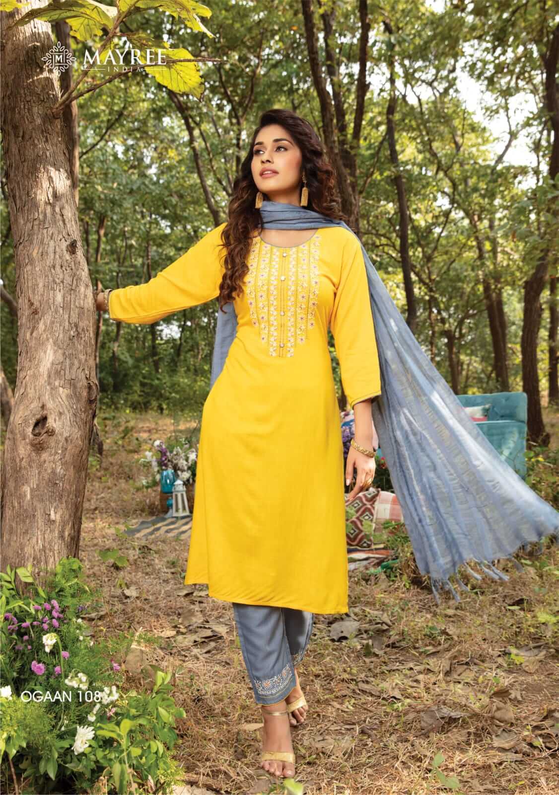 Mayree Ogaan Kurti Pant Dupatta Set Wholesale Catalog. Purchase Full Catalog of Kurti Pant Dupatta Set In Wholesale Price Online