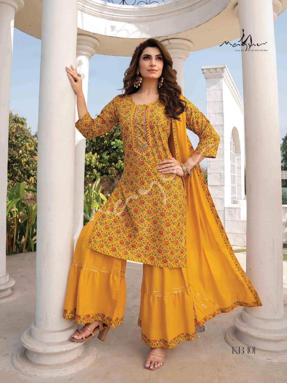 Mayur Kacha Badam Kurti Sharara Dupatta Set Catalog In Wholesale Price. Purchase Full Catalog of Mayur Kacha Badam In Wholesale Price Online