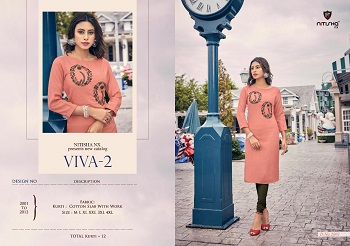 Nitisha Nx Viva Vol 2 Kurtis Wholesale Catalogue. Buy Nitisha Nx Viva Vol 2 Soft Cotton Slub Kurtis Wholesale Catalogue Online. Nitisha Nx Launches New Kurtis Catalogue Viva Vol 2. Order Nitisha Nx Viva Vol 2 Kurtis 12 Designs Bunch In Wholesale rate Online. Purchase Wholesale Kurtis Catalogue Viva Vol 2 by Nitisha Nx Surat. Viva Vol 2 Cotton Slub With Embroidery Work Bulk Order Online At Wholesale Price. Nitisha Nx Kurti Manufacturer presents Wholesale Kurtis Catalogue Viva Vol 2 For Business.