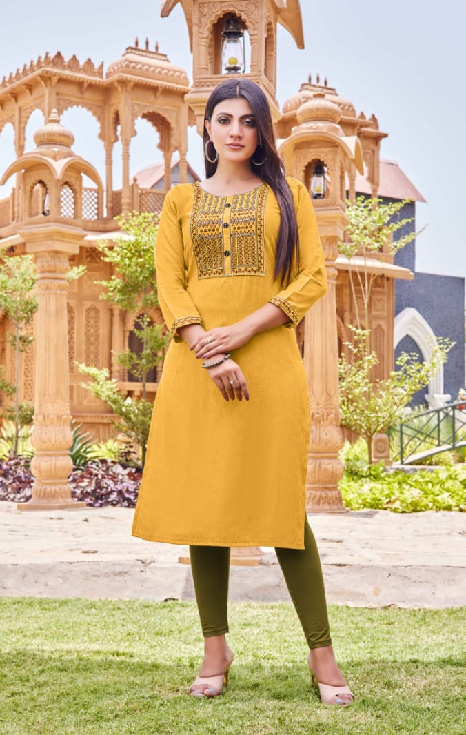 Ossm Sun Shine Vol 2 Embroidered Kurtis Wholesale Catalog. Purchase Full Catalog of Embroidered Kurti In Wholesale Price Online