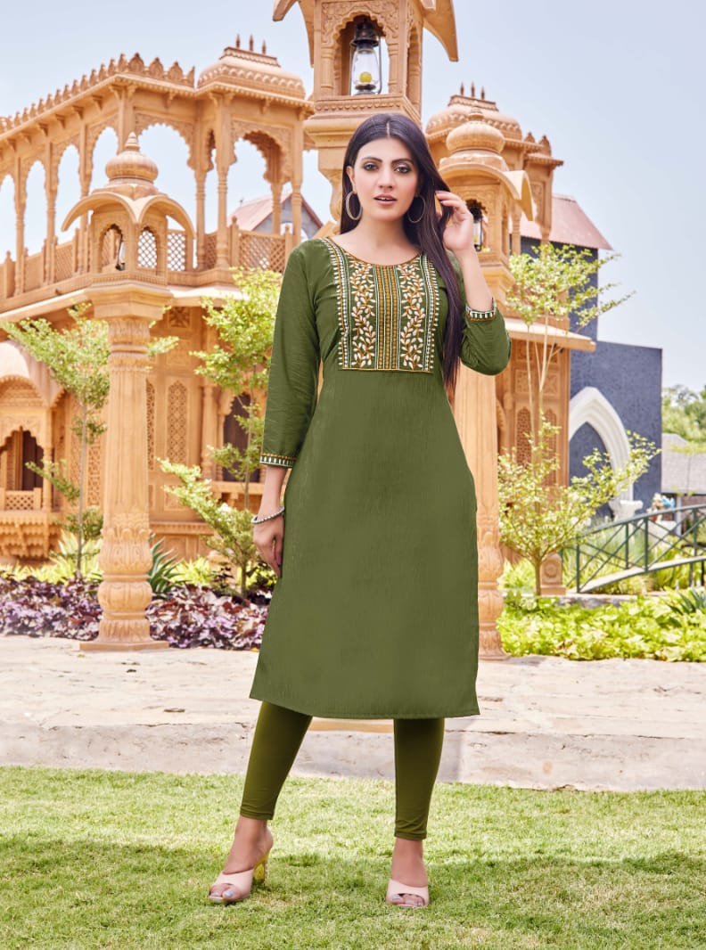 Ossm Sun Shine Vol 2 Embroidered Kurtis Wholesale Catalog. Purchase Full Catalog of Embroidered Kurti In Wholesale Price Online