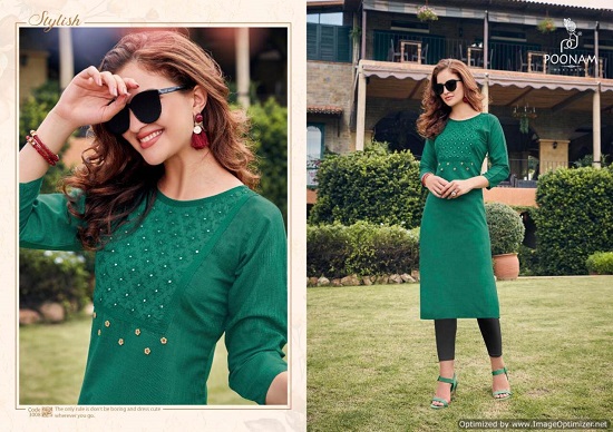 Poonam Designer Asiana vol 3 wholesale kurtis catalogue. Asiana cotton kurtis wholesale catalog of twelve designs by Poonam Designer surat