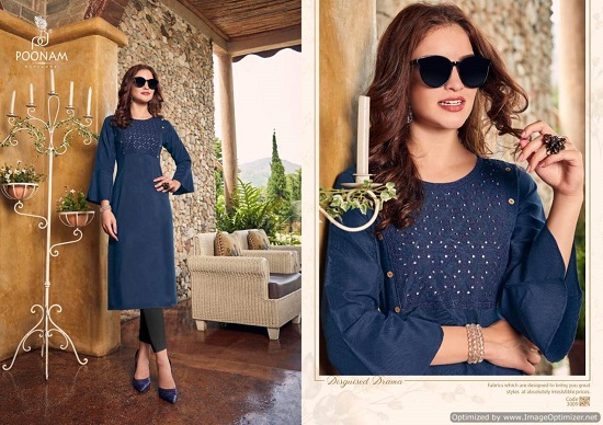 Poonam Designer Asiana vol 3 wholesale kurtis catalogue. Asiana cotton kurtis wholesale catalog of twelve designs by Poonam Designer surat