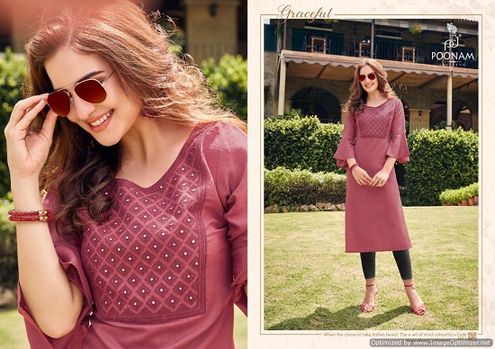 Poonam Designer Asiana vol 3 wholesale kurtis catalogue. Asiana cotton kurtis wholesale catalog of twelve designs by Poonam Designer surat