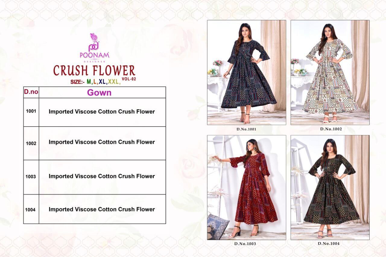 Poonam Designer Crush Flower Vol 2 Fancy Gown Wholesale Catalog. Purchase Full Catalog of Fancy Gown In Wholesale Price Online