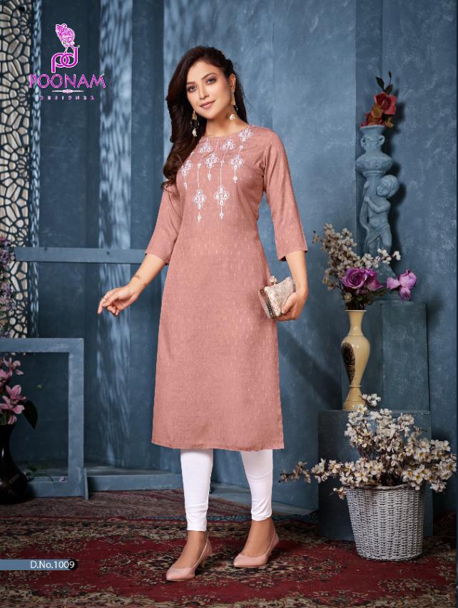 Poonam Designer Mayra Rayon Kurtis Wholesale Catalog. Purchase Full Catalog of Rayon Kurtis In Wholesale Price Online