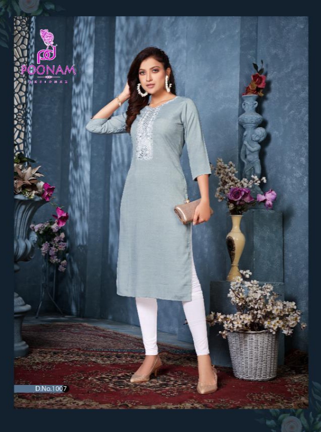 Poonam Designer Mayra Rayon Kurtis Wholesale Catalog. Purchase Full Catalog of Rayon Kurtis In Wholesale Price Online