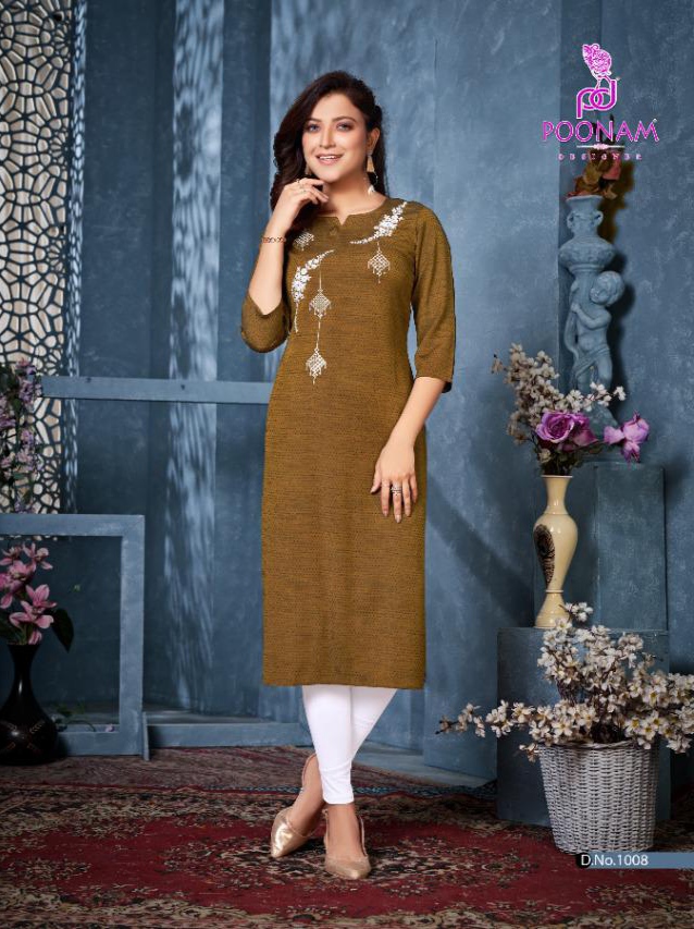 Poonam Designer Mayra Rayon Kurtis Wholesale Catalog. Purchase Full Catalog of Rayon Kurtis In Wholesale Price Online