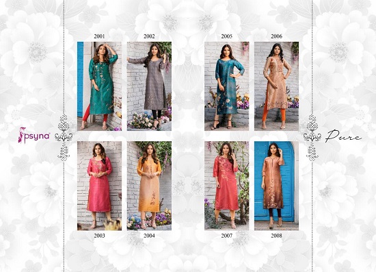 Psyna Pure Vol 2 Wholesale kurtis catalogue. Pure Vol 2 Silk Kurtis Catalogue with Digital print and inner. Shop Psyna partywear pure vol 2 kurtis catalogue in wholesale price online  