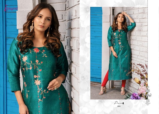 Psyna Pure Vol 2 Wholesale kurtis catalogue. Pure Vol 2 Silk Kurtis Catalogue with Digital print and inner. Shop Psyna partywear pure vol 2 kurtis catalogue in wholesale price online  