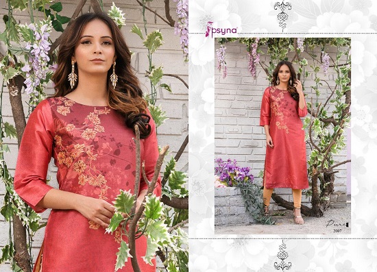 Psyna Pure Vol 2 Wholesale kurtis catalogue. Pure Vol 2 Silk Kurtis Catalogue with Digital print and inner. Shop Psyna partywear pure vol 2 kurtis catalogue in wholesale price online  