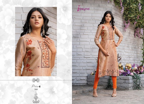 Psyna Pure Vol 2 Wholesale kurtis catalogue. Pure Vol 2 Silk Kurtis Catalogue with Digital print and inner. Shop Psyna partywear pure vol 2 kurtis catalogue in wholesale price online  